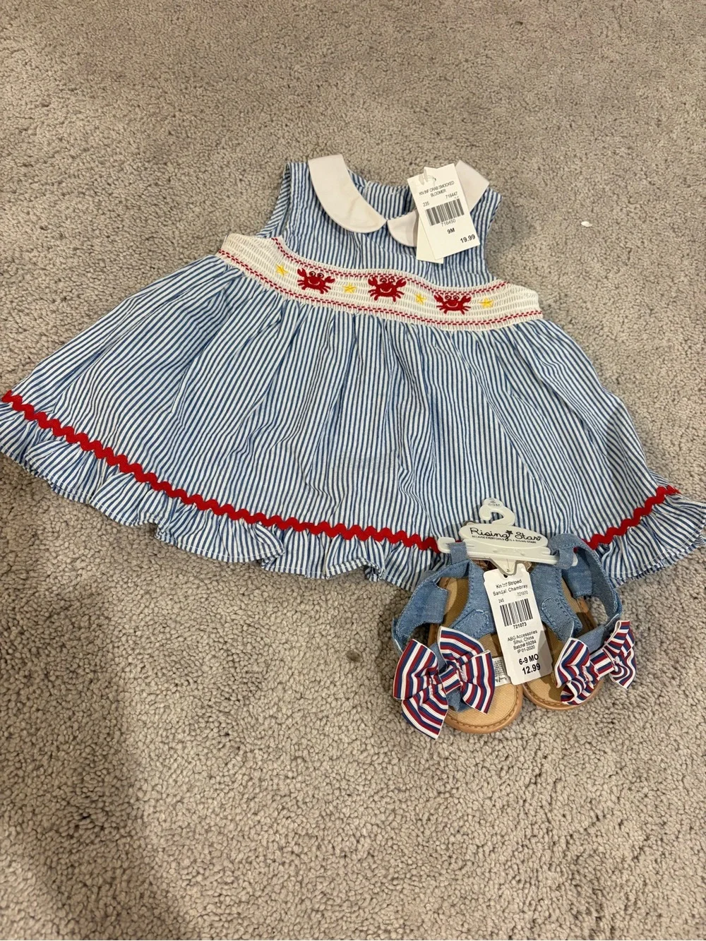 Adorable Smocked Summer Dress & matching sandals NWT
